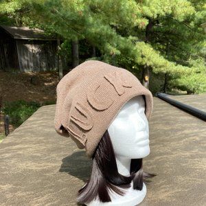 Versatile, Beanie Hat, Hair Attached  , 95% Cotton,  Winter Hat , OS, khaki